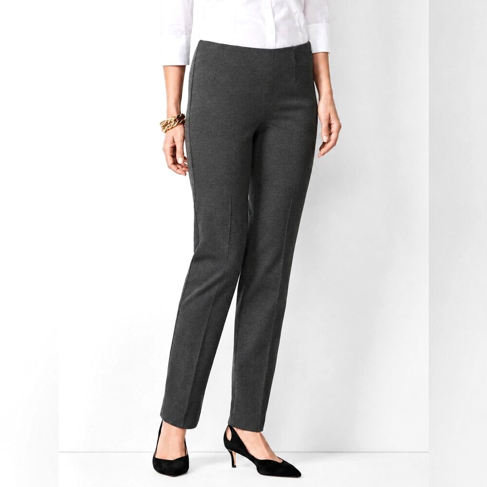 Talbots Dress Pants Size 12 Classic Slim Leg Side Zip Gray